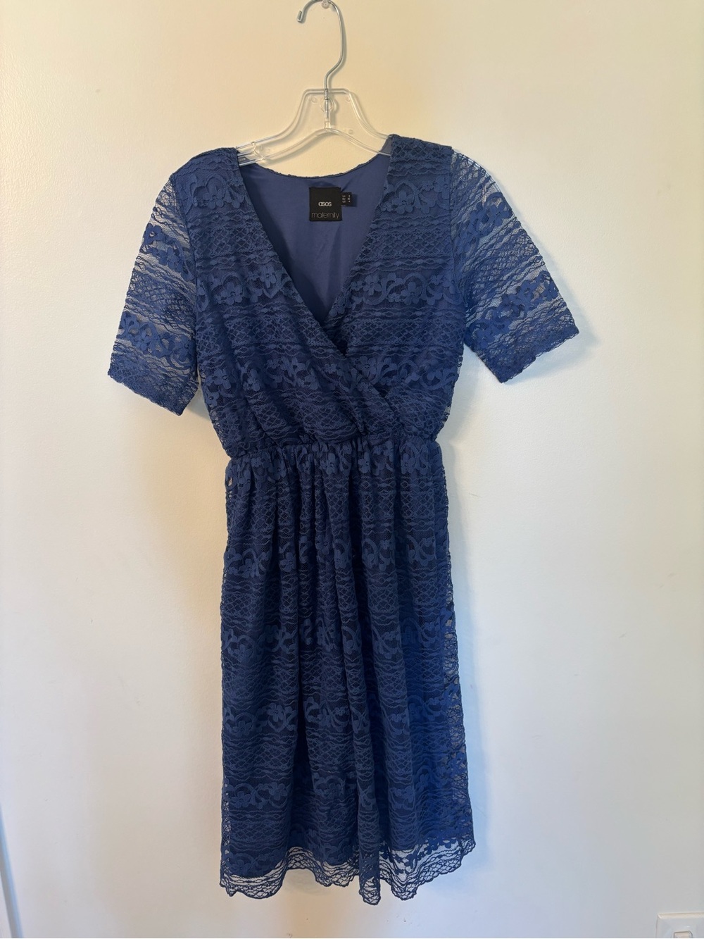 ASOS Maternity Navy Blue Lace Dress - Size 4